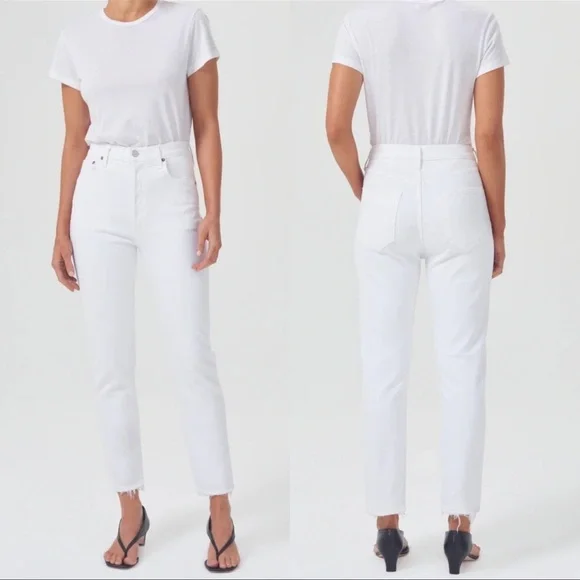AGOLDE White Raw Hem Jeans - Picture 1 of 7